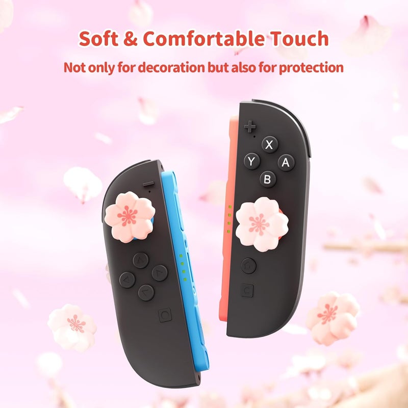 GEEKSHARE Sakura Thumb Grips Compatible with Nintendo Switch 2, Anti-Slip Silicone Switch 2 Joystick Caps with Original Design and Comfortable Grip(4PCS) - Image 4